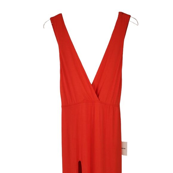Superdown Dress Size Medium Erica Plunging Neck Maxi Slit Front Red Orange NWT - Picture 5 of 11
